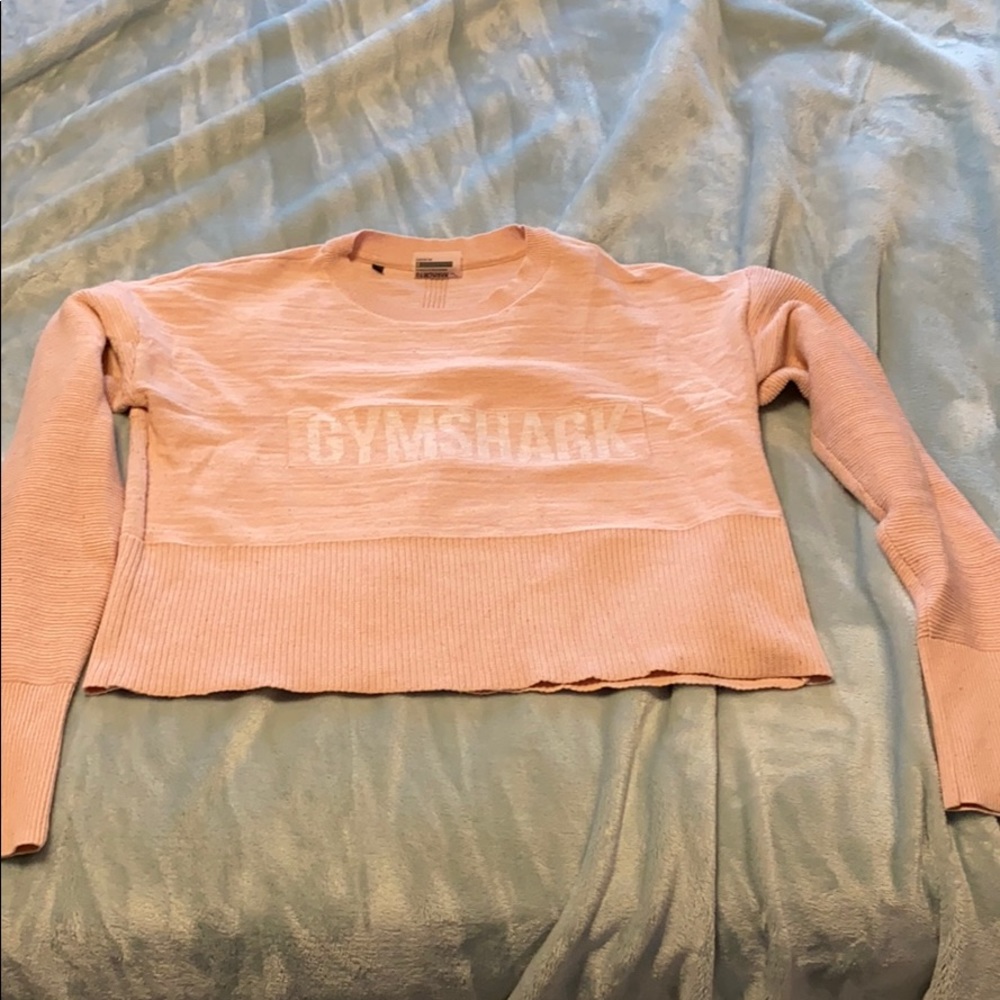 Pink cropped gymshark sweater - worn